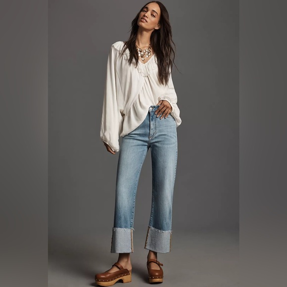 NWT Pilcro The Scotty Cuffed High-rise Straight Leg jeans - Picture 2 of 7